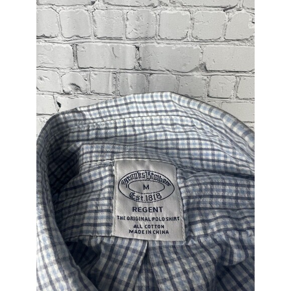 Brooks Brother Seersucker Short Sleeve Button Down Shirt Men M Regent Blue,White - Picture 9 of 9